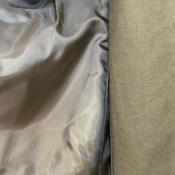 Kasper/Size 8 PETITE /Pant Suit /Olive Green Linen Blend /Jacket round button - Picture 3 of 9